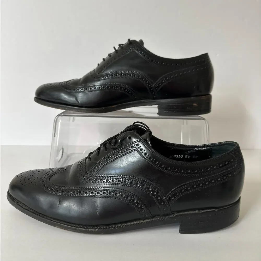 Florsheim Men's Oxford Dress Shoes 75912 Black Sz 9.5 3E Wingtip Classic Leather